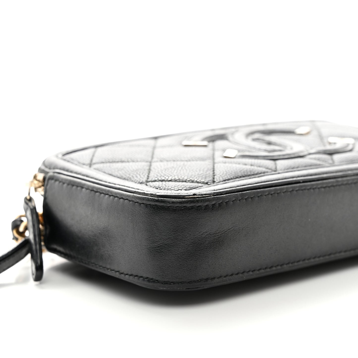 Caviar Quilted CC Filigree Clutch With Chain Black