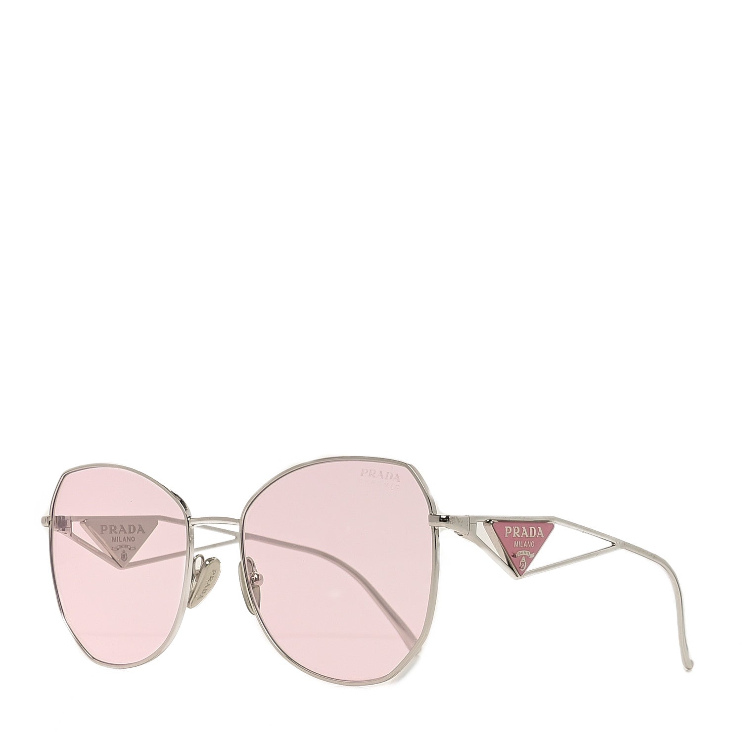 【極美品】PRADA サングラス 三角ロゴ SPR57Y 57□18 ケース付き Prada Metal Symbole Triangle Logo Sunglasses SPR57Y Pink 1689639
