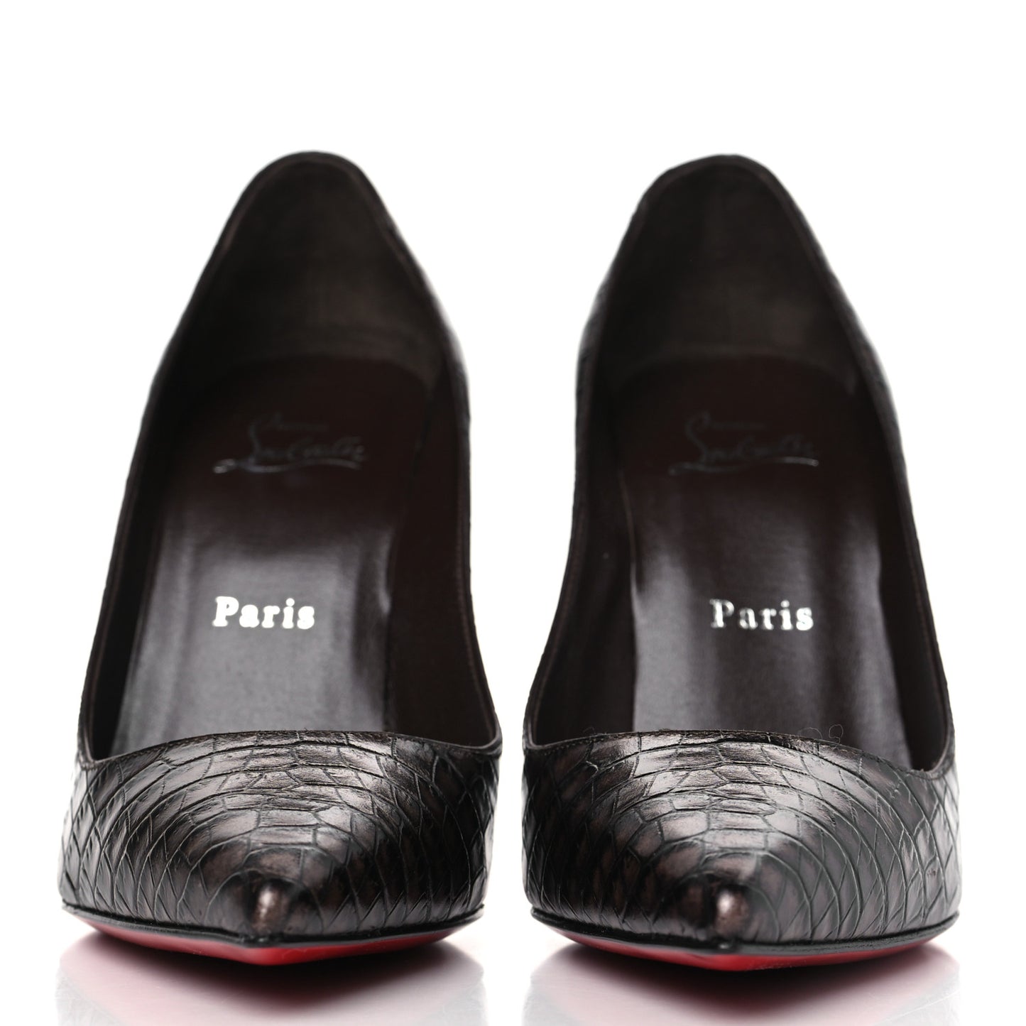 Calfskin Crocodile Embossed Kate 100 Pumps 38 Expresso