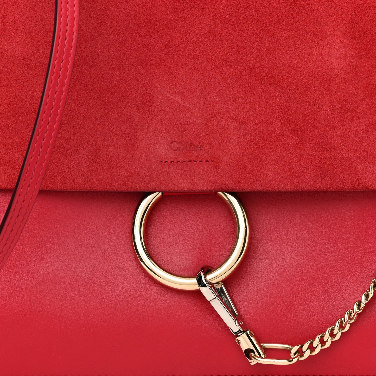 Calfskin Suede Medium Faye Shoulder Bag Red