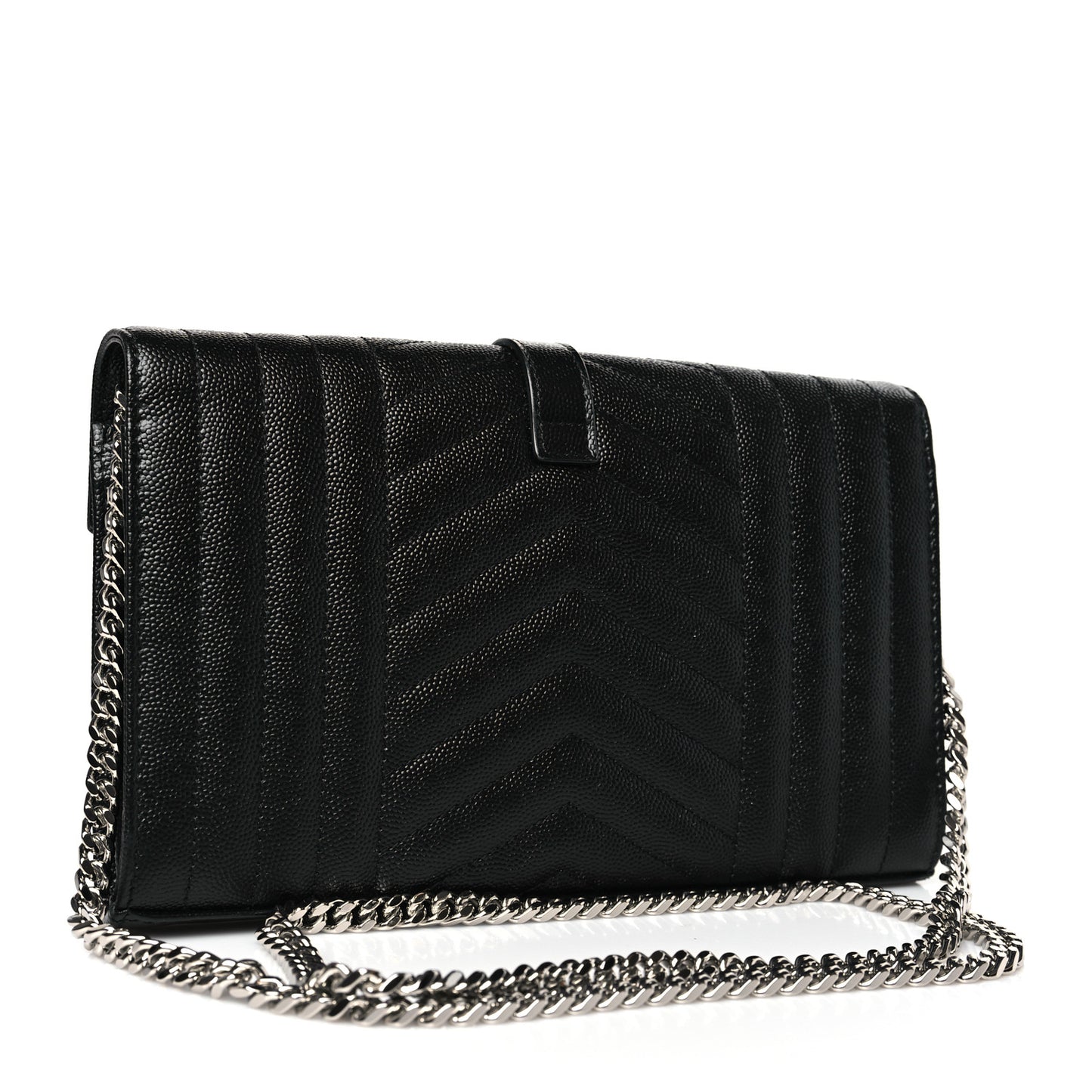 Grain De Poudre Mixed Matelasse Triquilt Monogram Chain Wallet Black