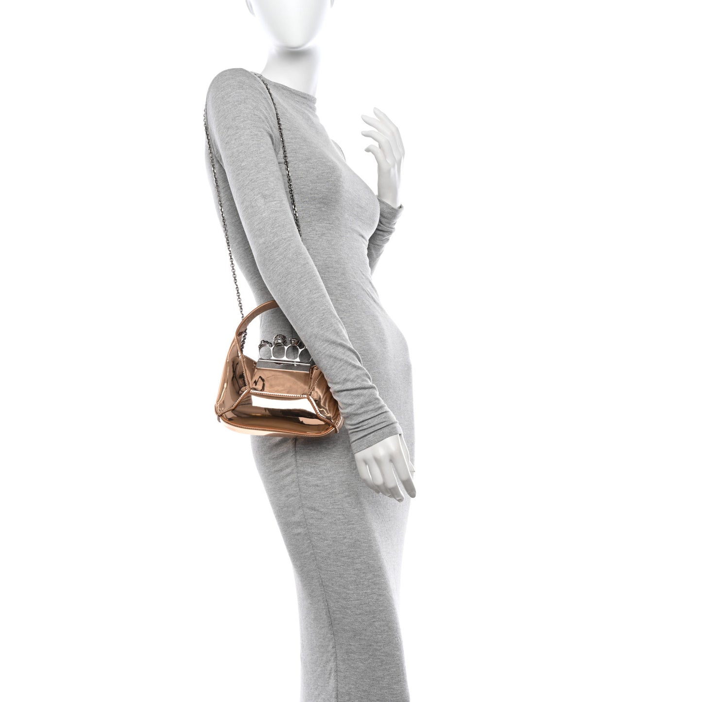 Metallic Jeweled Mini Hobo Bag Copper