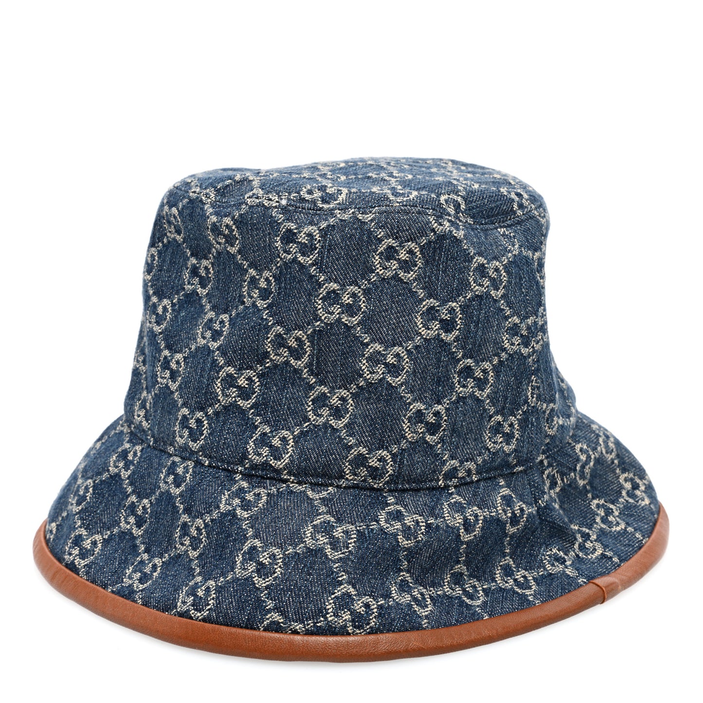 Washed Jacquard Denim Nappa GG Monogram Oscar Bucket Hat S Denim Cuir