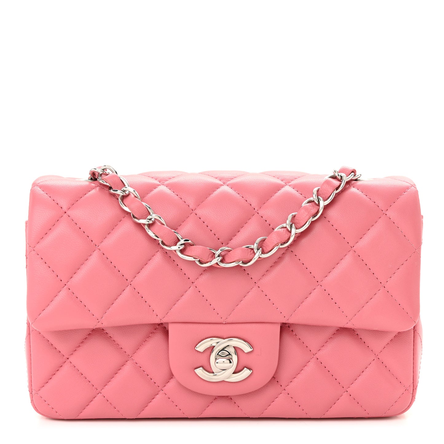 Lambskin Quilted Mini Rectangular Flap Pink