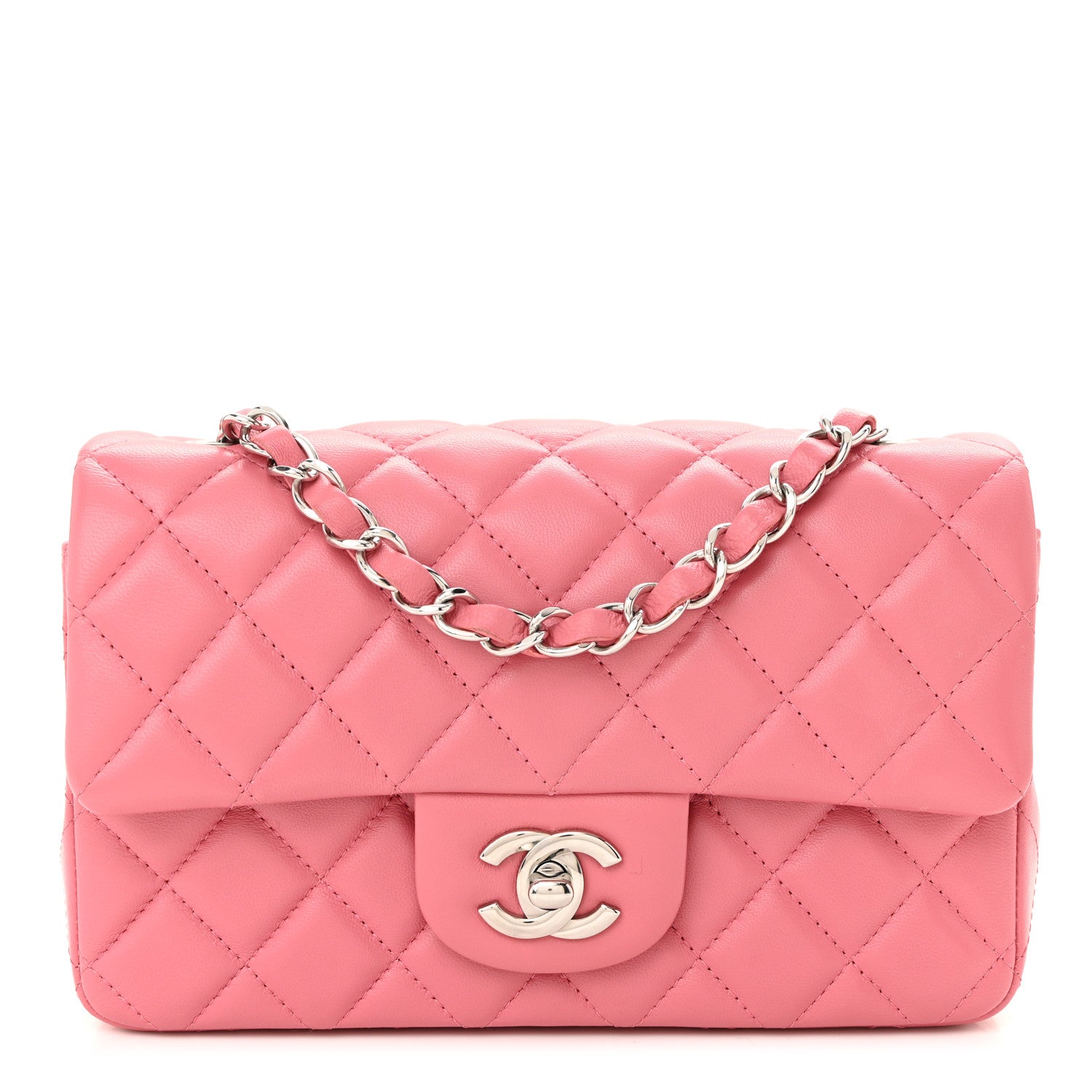 Chanel Lambskin Quilted Mini Rectangular Flap Pink 1 of 11