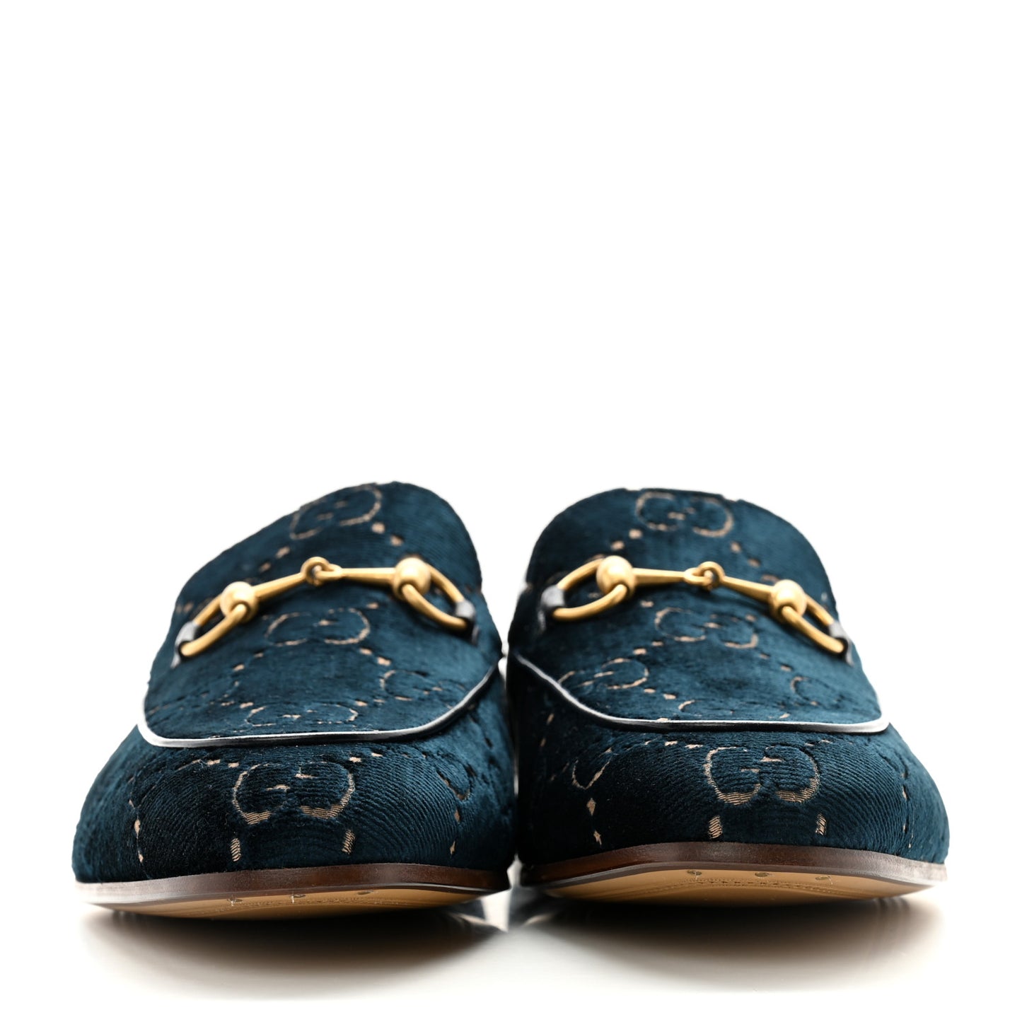 Velvet GG Monogram Horsebit Mens Jordaan Loafers 9.5 Blue Beige