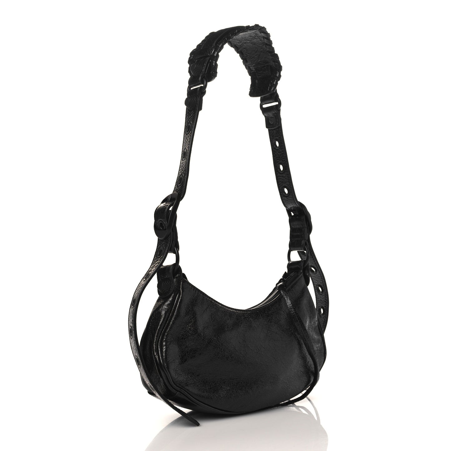 Agneau Arena Monochrome Le Cagole Shoulder Bag XS Black