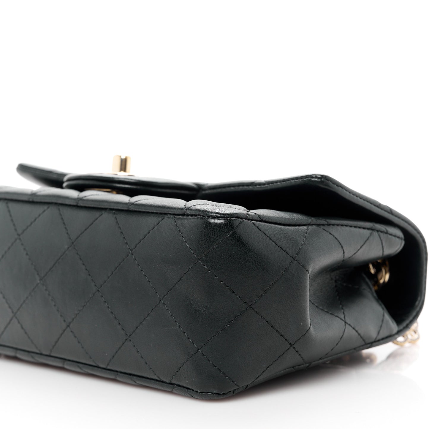 Lambskin Quilted Mini Coco Charms Rectangular Flap Black