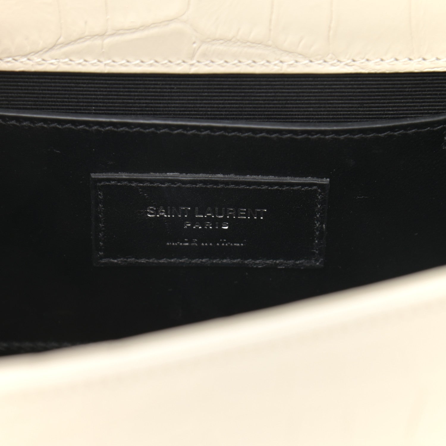 Saint Laurent Calfskin Crocodile Embossed Medium Classic Monogram Kate Tassel Satchel Crema Soft 6 of 12