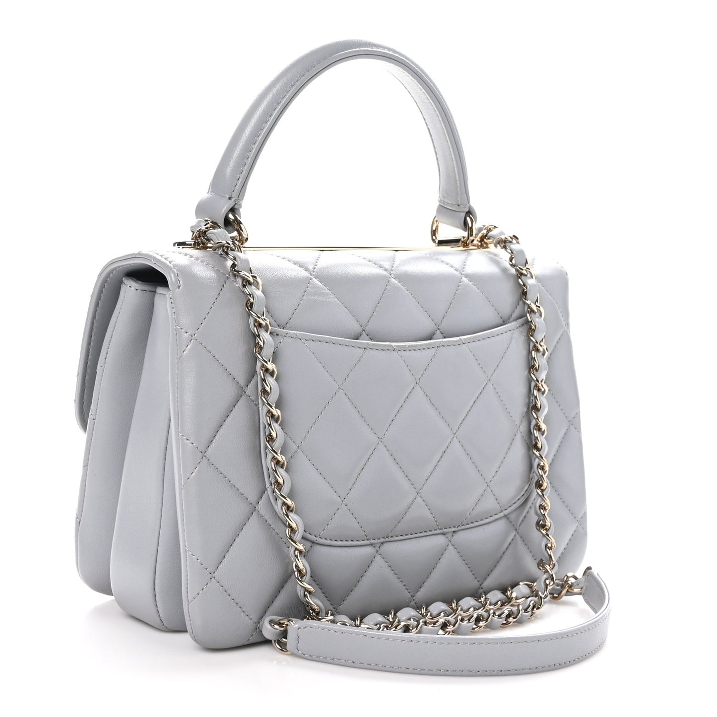 Lambskin Quilted Small Trendy CC Flap Dual Handle Bag Light Grey