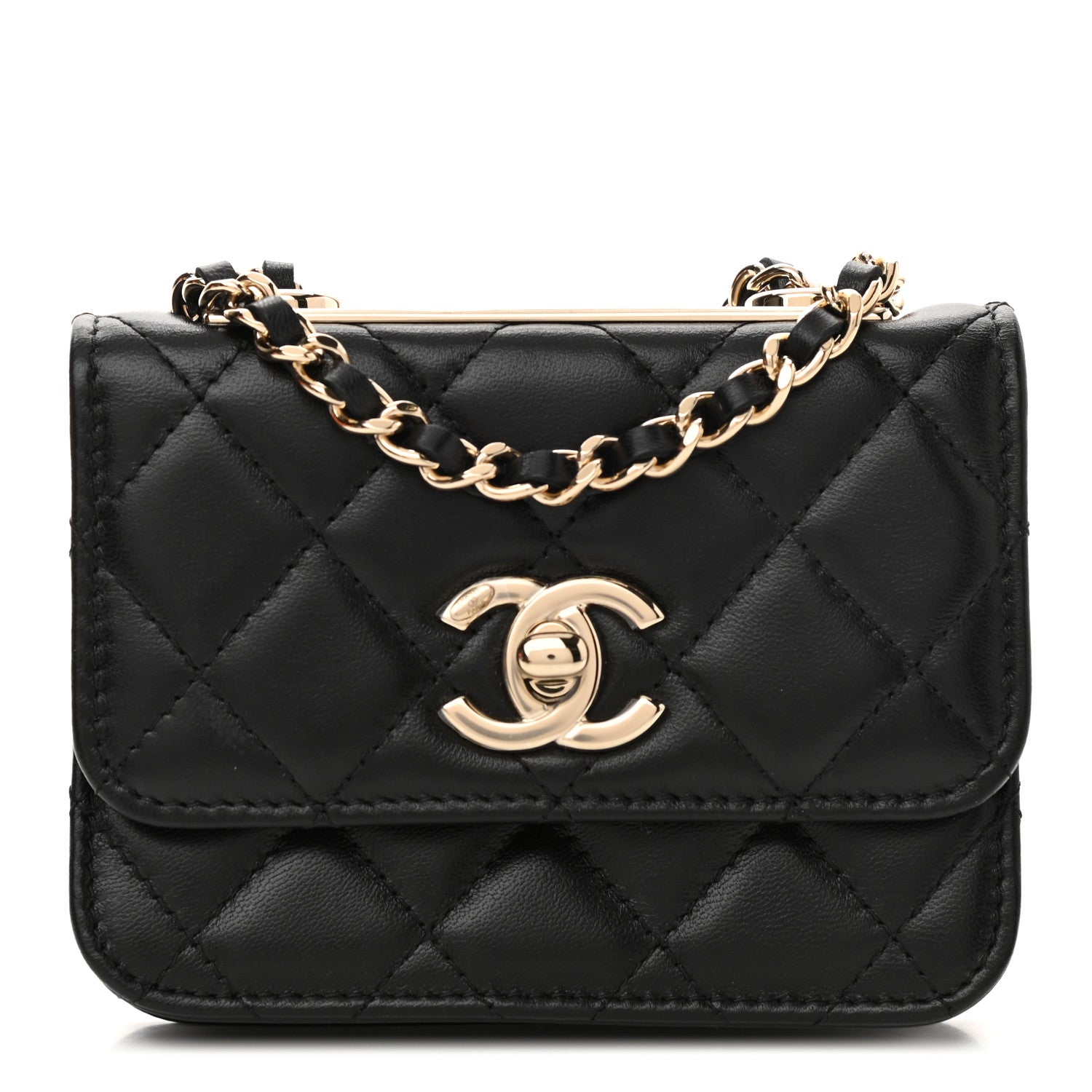 Chanel Lambskin Quilted Trendy CC Card Holder On Chain Black 1 of 11