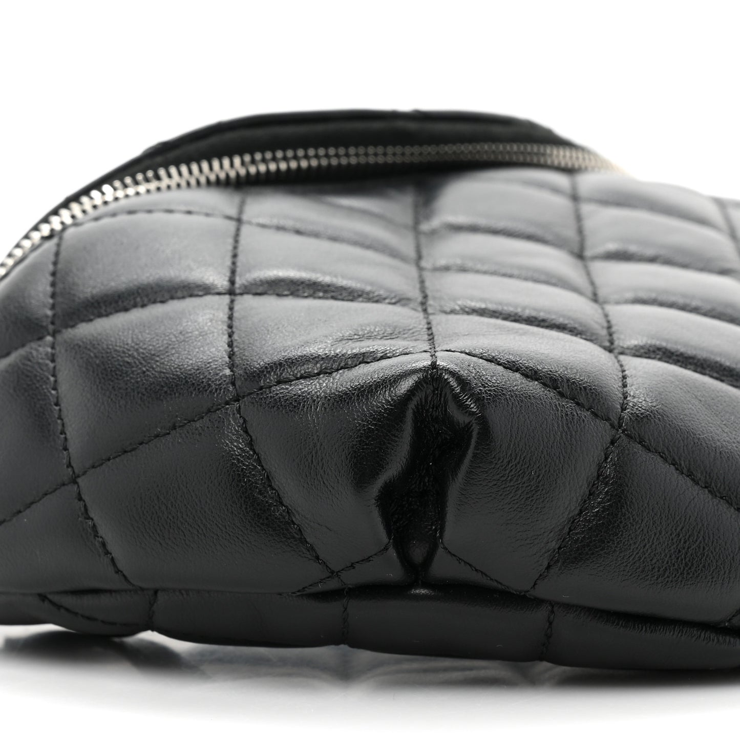 Lambskin Quilted Waist Belt Bag Black
