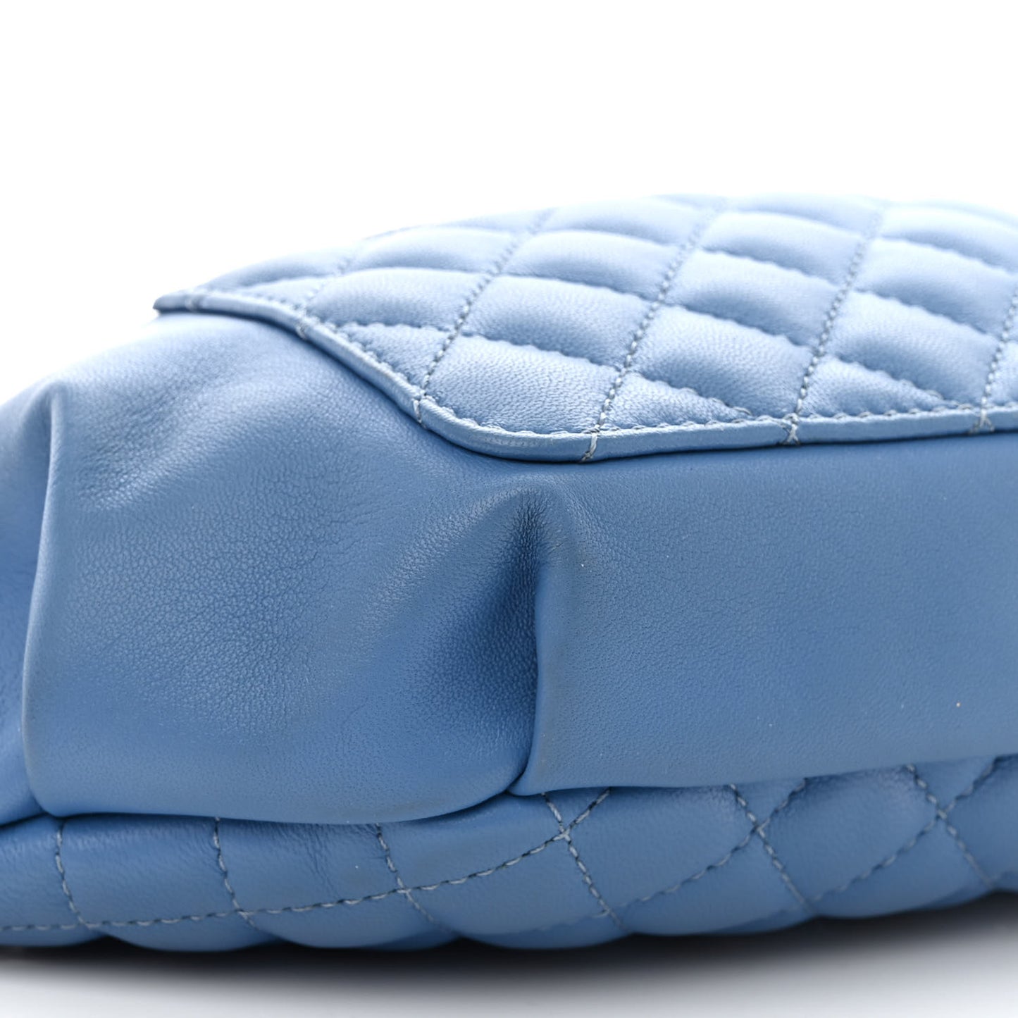 Lambskin Quilted Bi Waist Bag Fanny Pack Blue