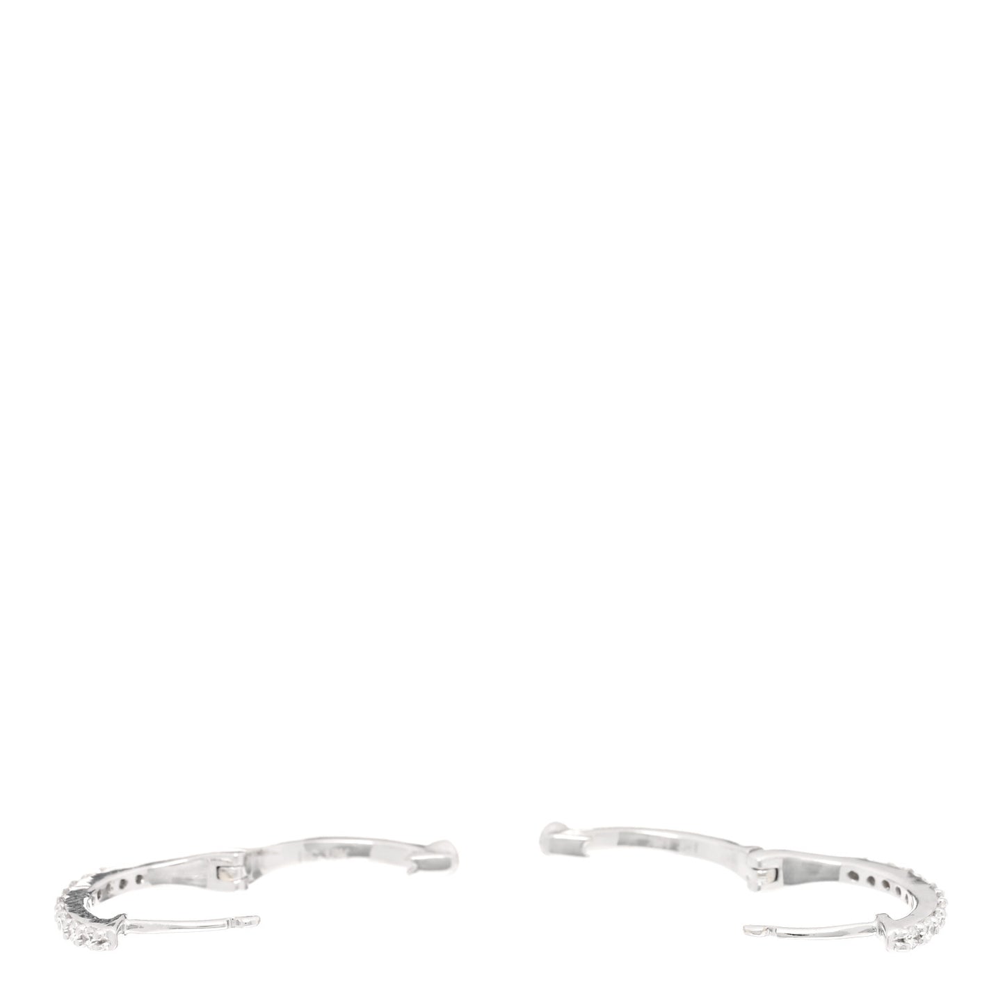 18K White Gold Diamond Small Horseshoe Hoop Earrings