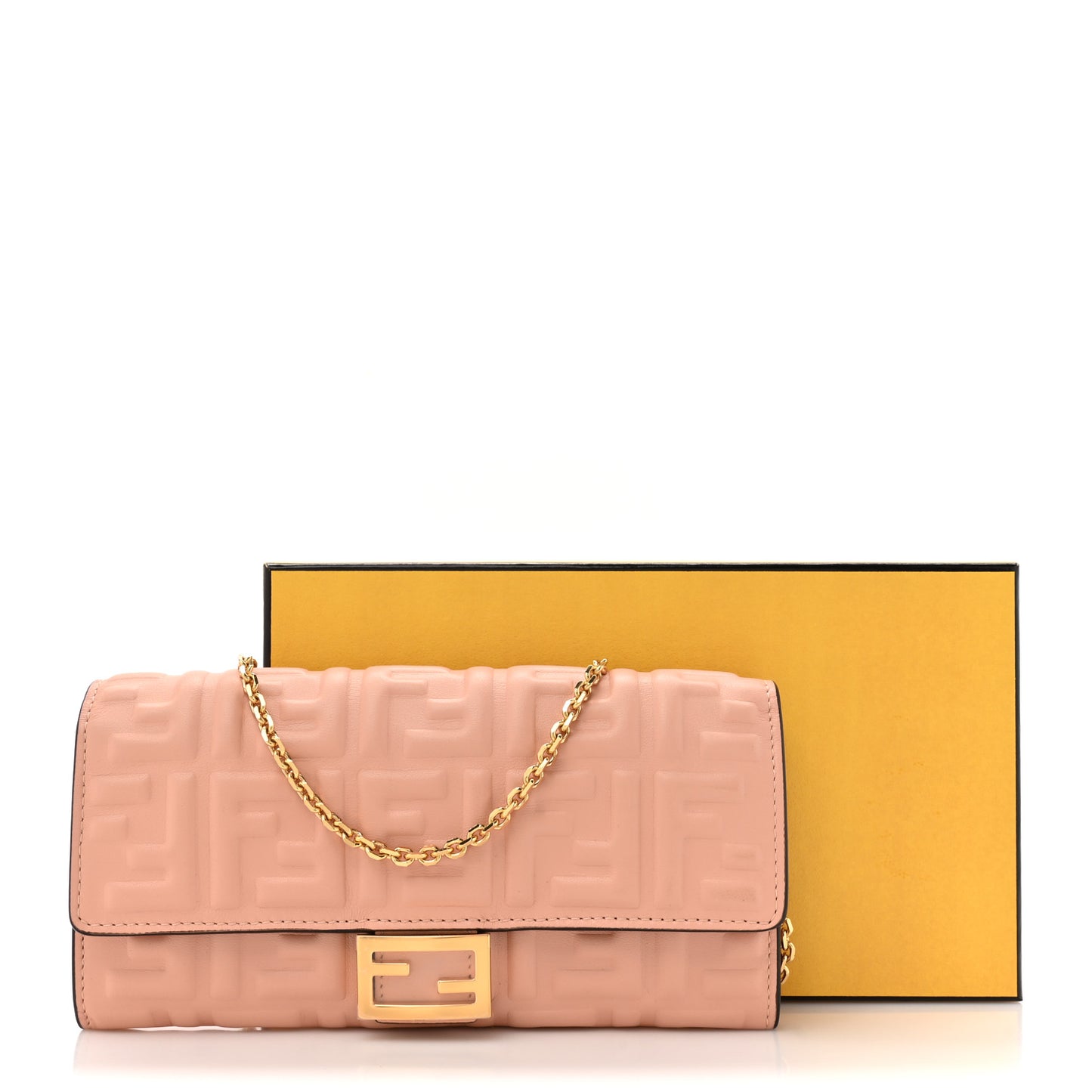 Nappa Matisse FF Embossed Continental Wallet On Chain Baby Pink