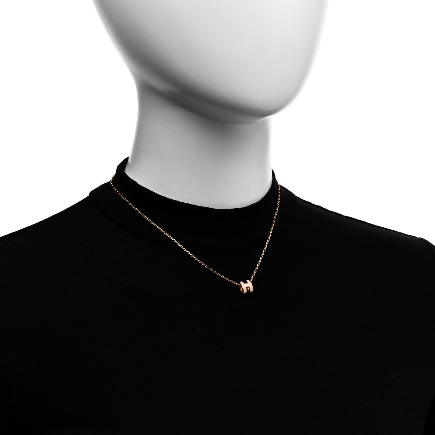 Lacquered Gold Mini Pop H Pendant Necklace Rose Dragee