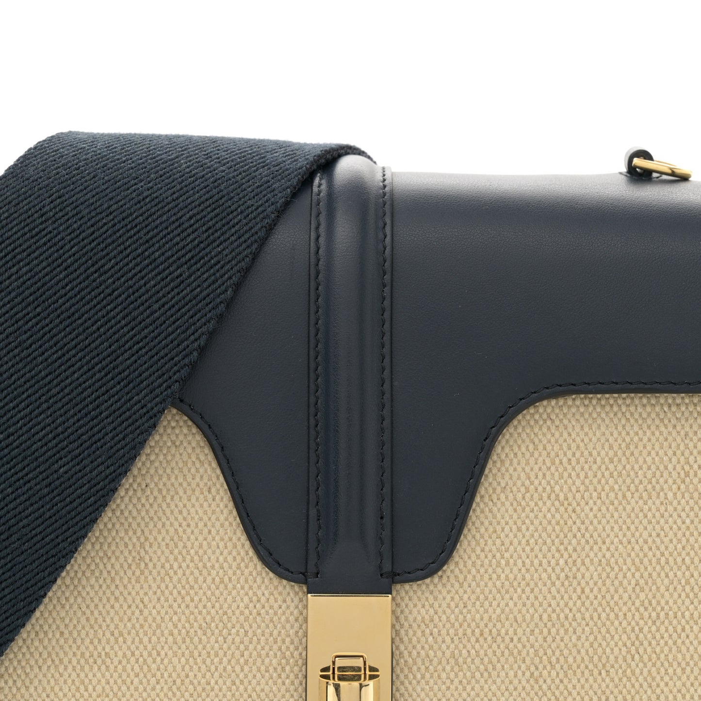 Canvas Calfskin Teen Soft 16 Shoulder Bag Vanilla Navy