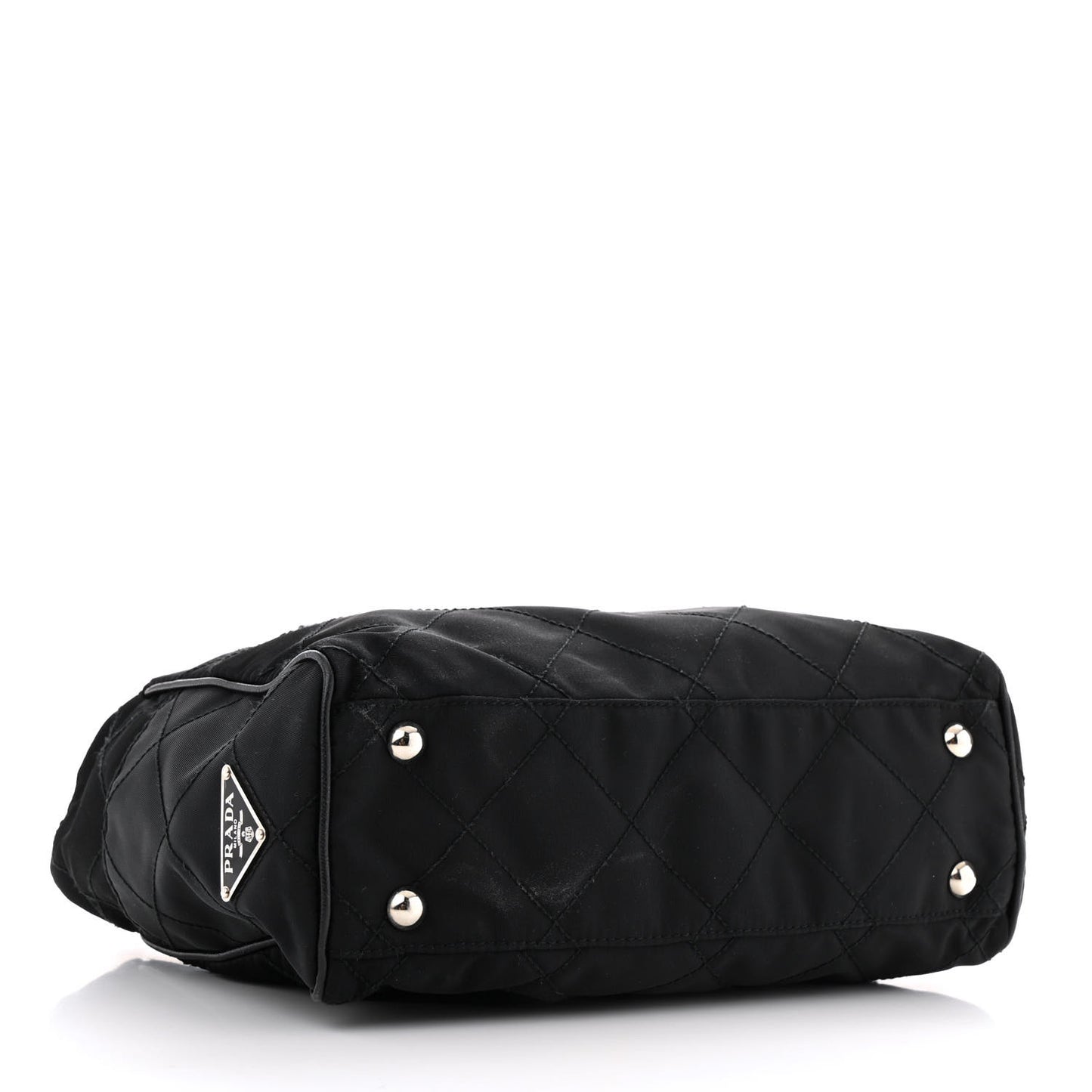 Nylon Tessuto Quilted Chain Shoulder Bag Black