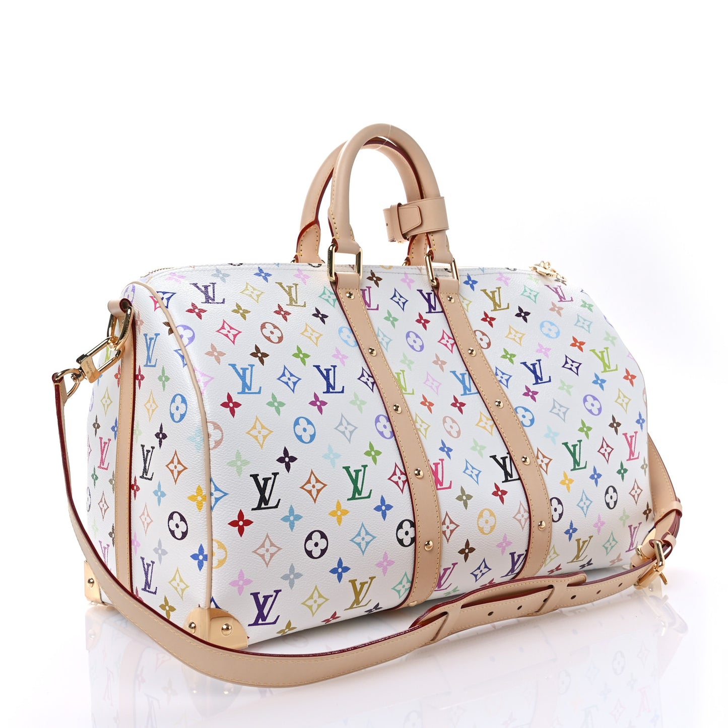 LV X TM Monogram Multicolor Keepall Bandouliere 45 White