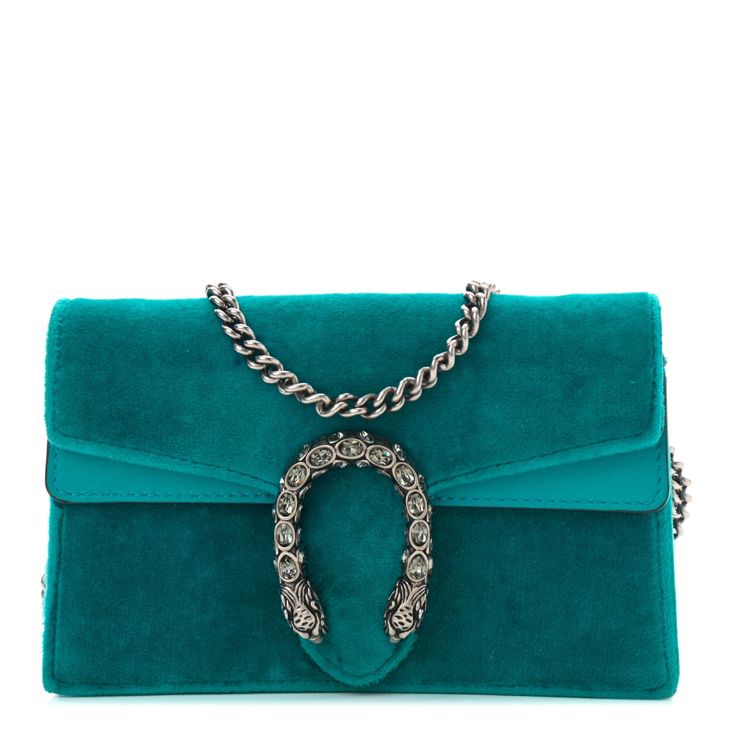 Velvet Super Mini Dionysus Shoulder Bag Pavone Cyan