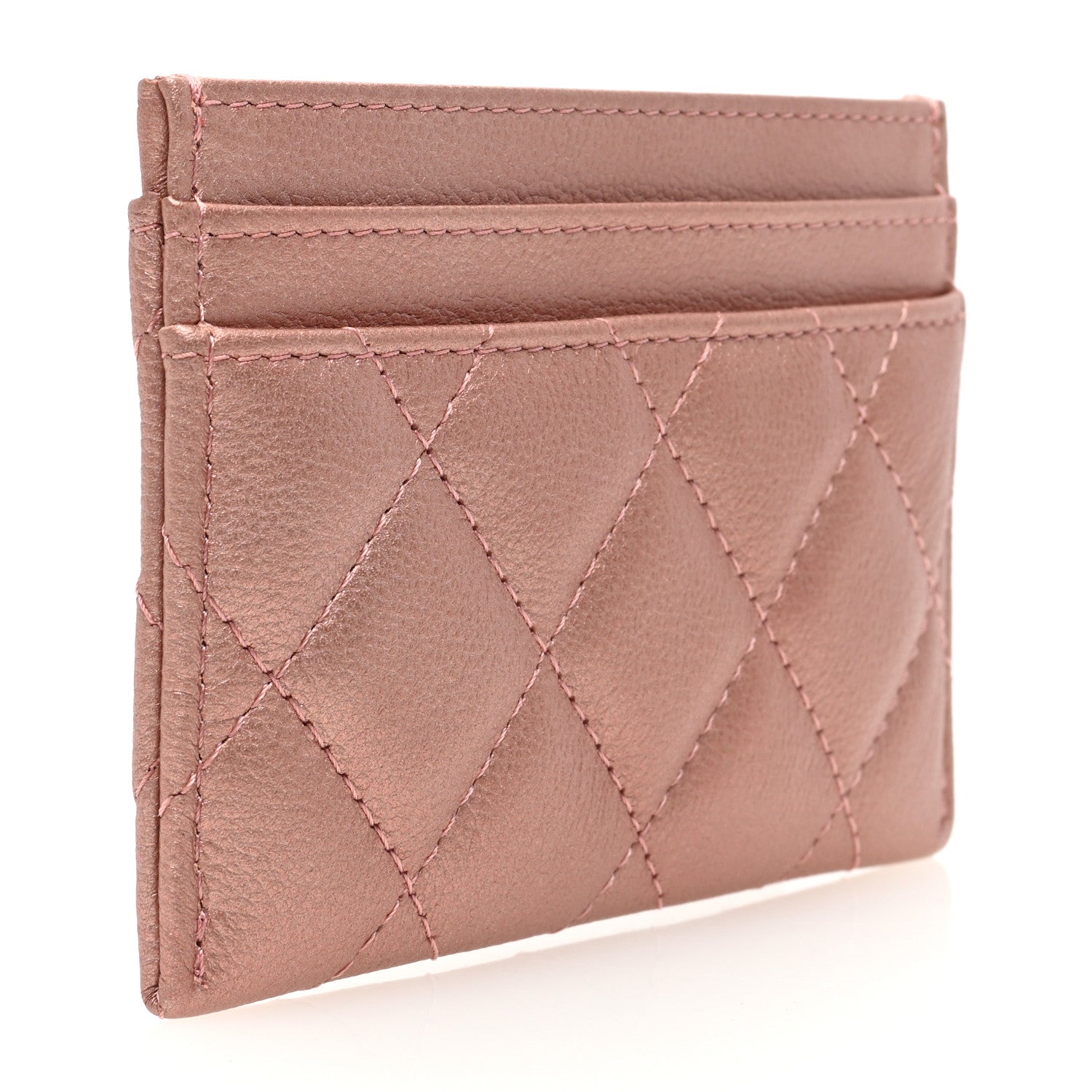 Chanel Metallic Grained Calfskin Quilted Reissue Card Holder Copper Pink 3 of 8