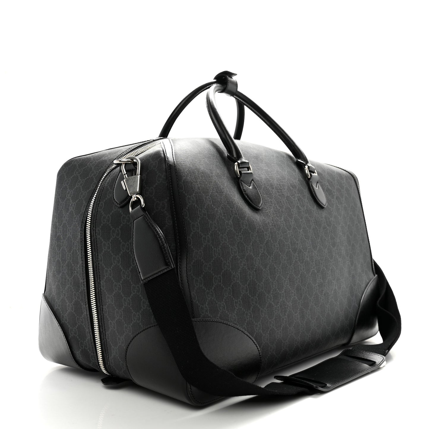 GG Supreme Monogram Azalea Calfskin Retro Interlocking G Large Duffle Bag Black Grey