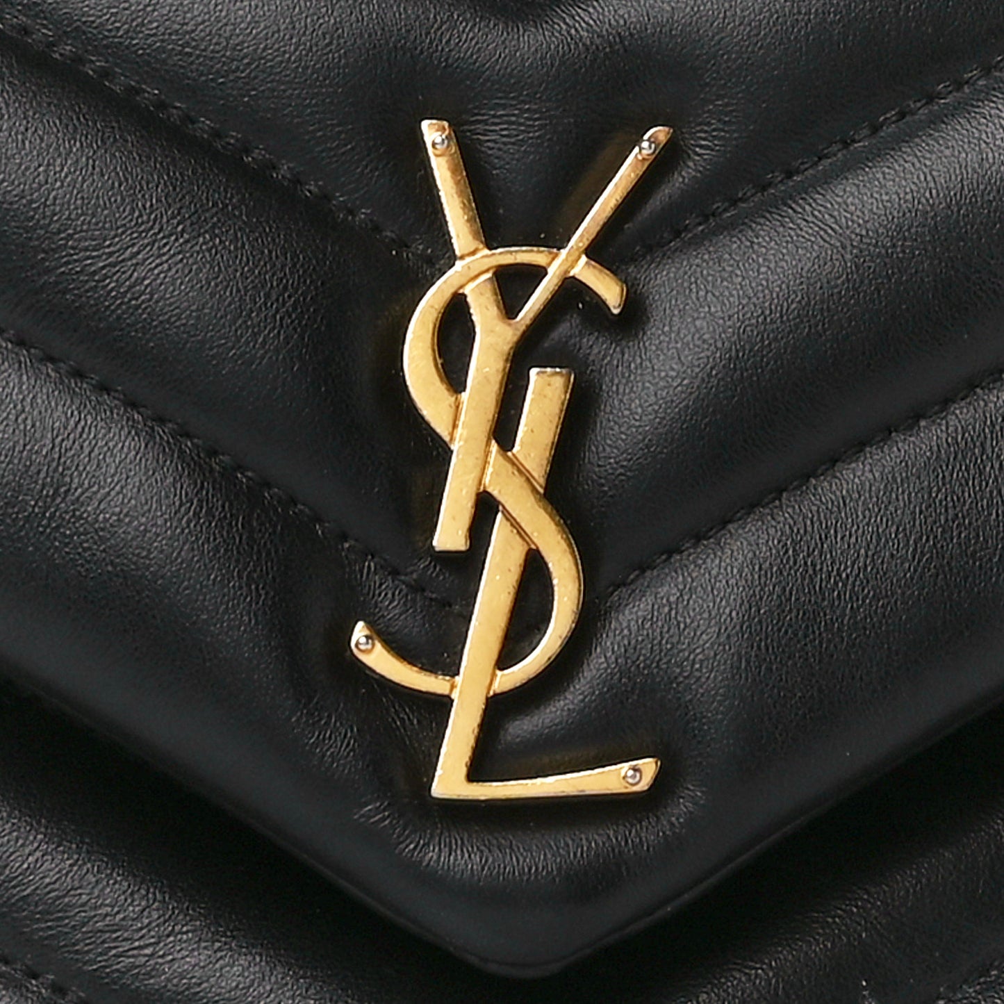 Calfskin Y Quilted Monogram Small Loulou Chain Satchel Black