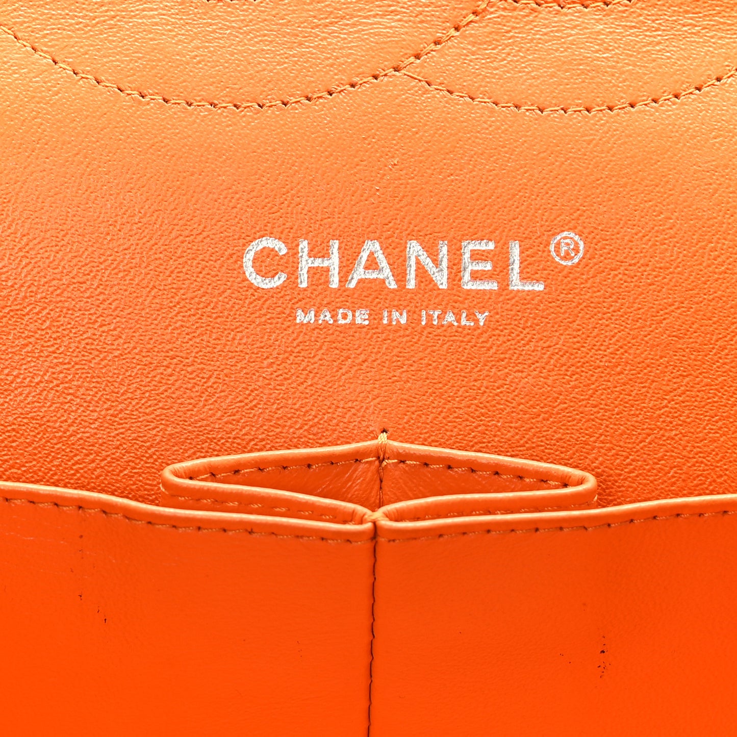 Patent Quilted Jumbo Double Flap Orange