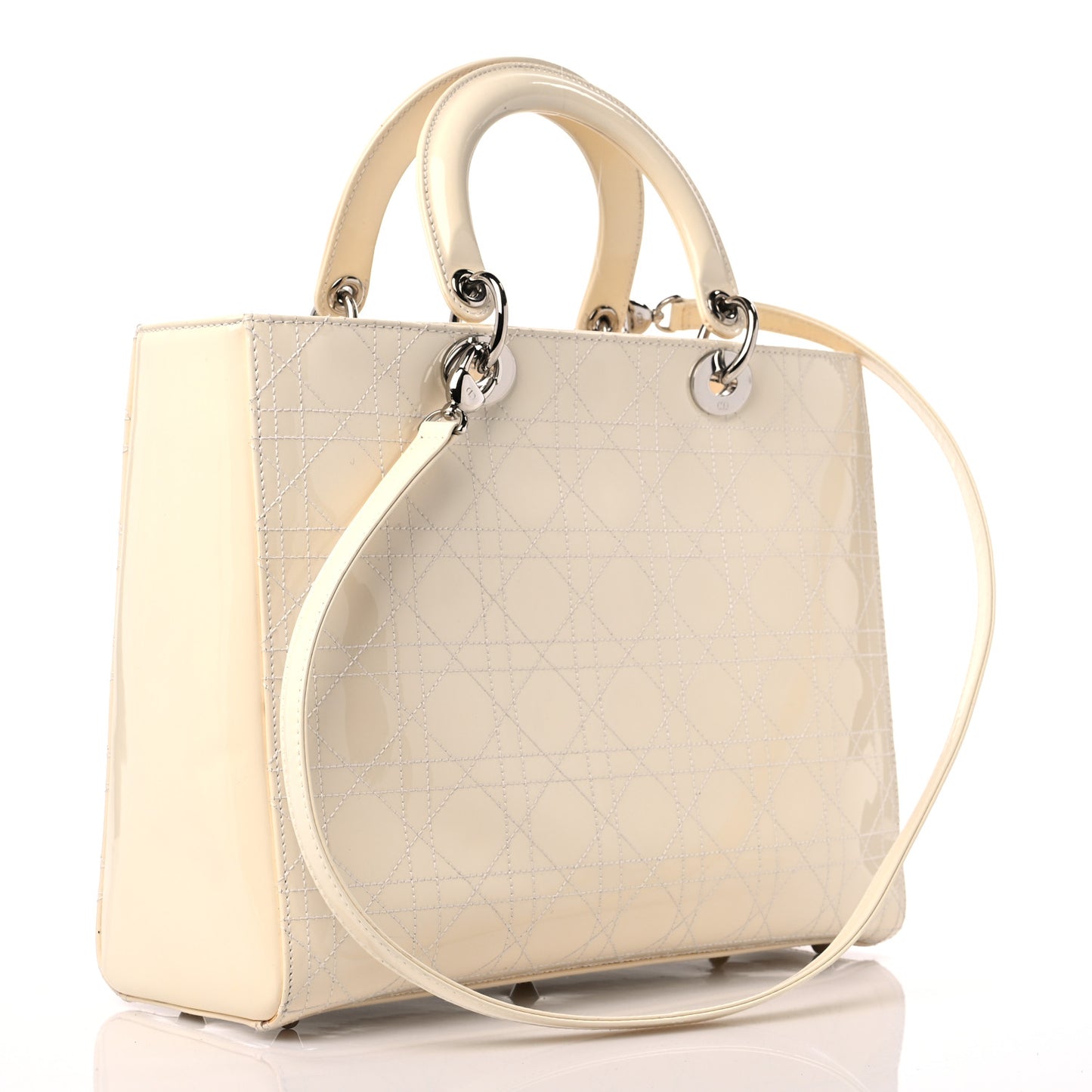 Patent Cannage Large Lady Dior White