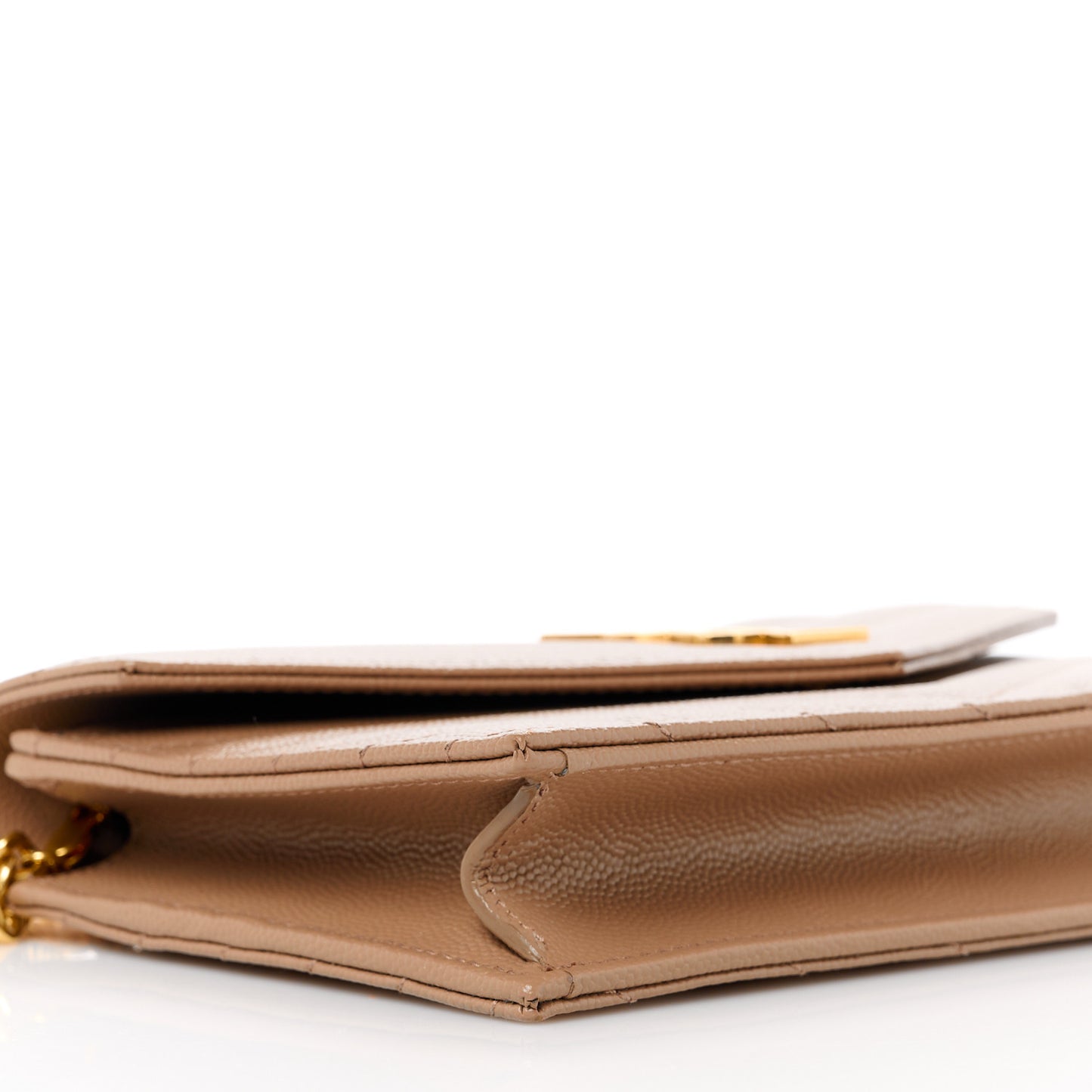Grain De Poudre Matelasse Chevron Monogram Envelope Chain Wallet Taupe