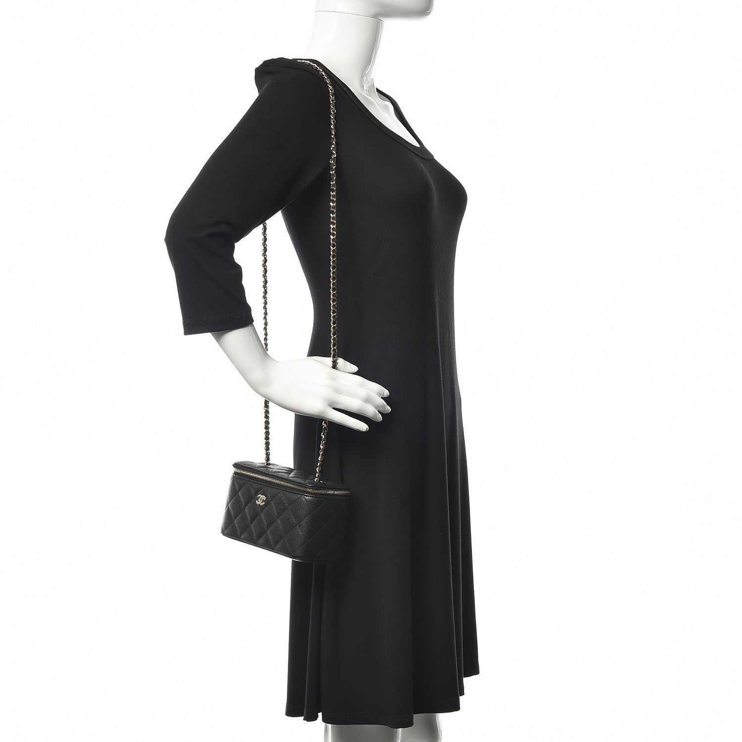 Chanel Caviar Quilted Small Vanity Case With Chain Black 2 of 11