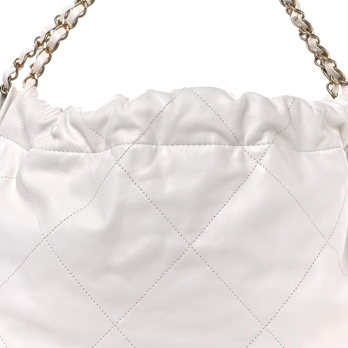 Shiny Calfskin Quilted Chanel 22 White
