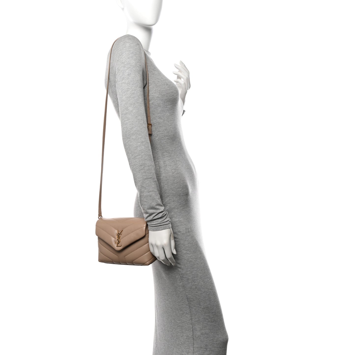 Calfskin Y Quilted Monogram Toy Loulou Crossbody Bag Dark Beige