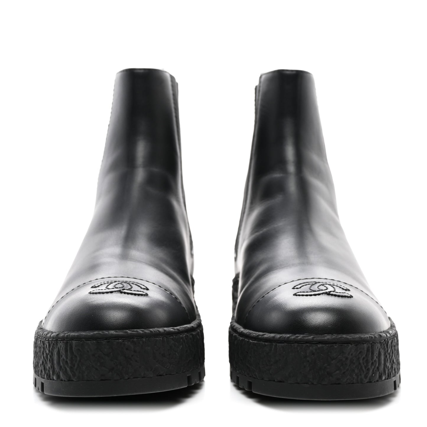 Calfskin Cap Toe CC Ankle Boots 40 Black