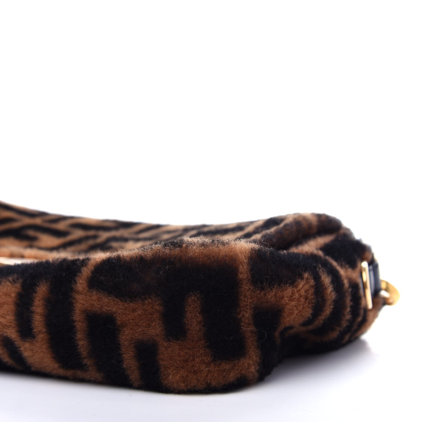 Shearling Vitello Dolce Macro FF 1974 Baguette Tobacco Black