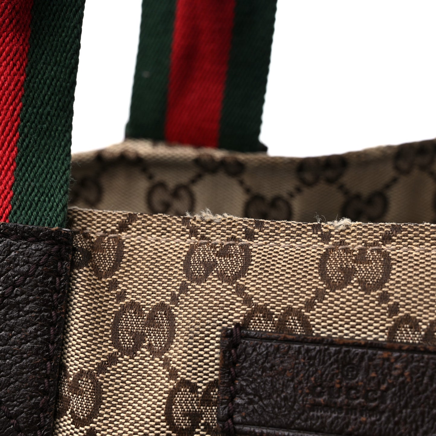 GG Monogram Large Web Handle Vertical Tote Dark Brown