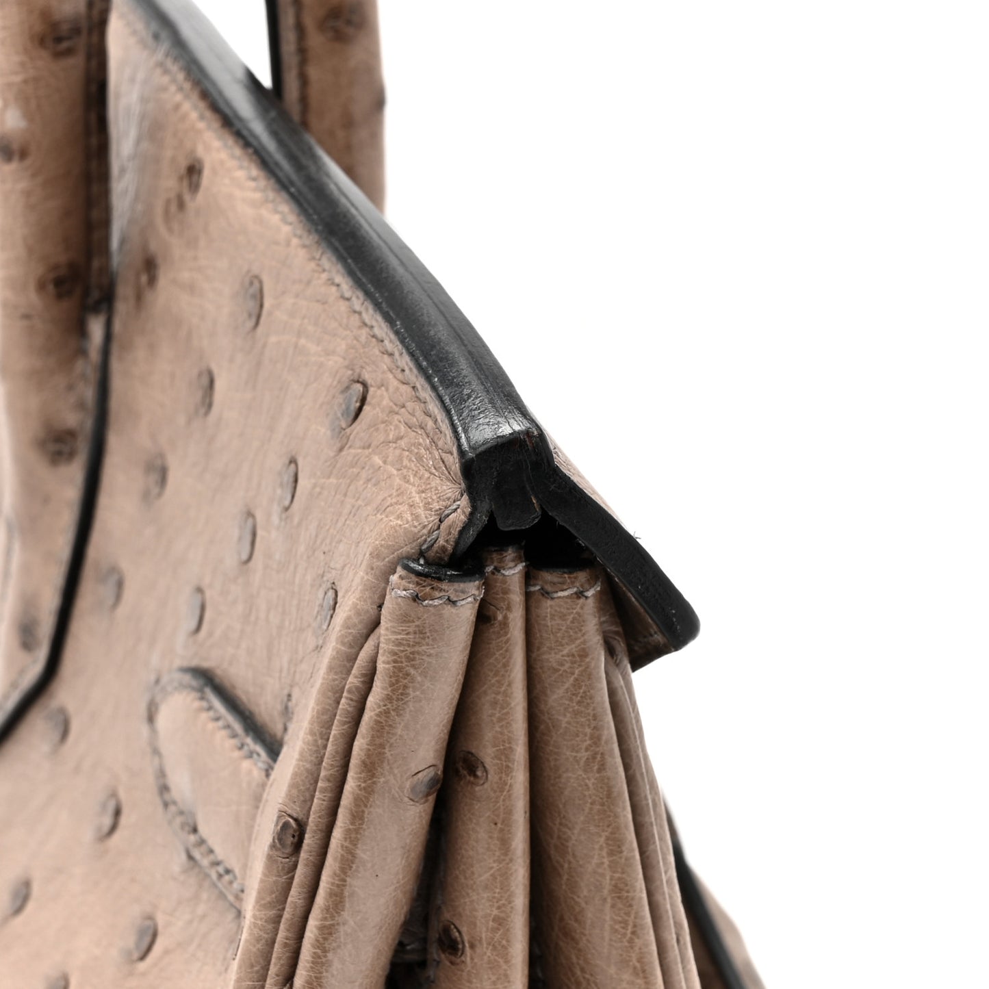 Ostrich Birkin 35 Gris Tourterelle