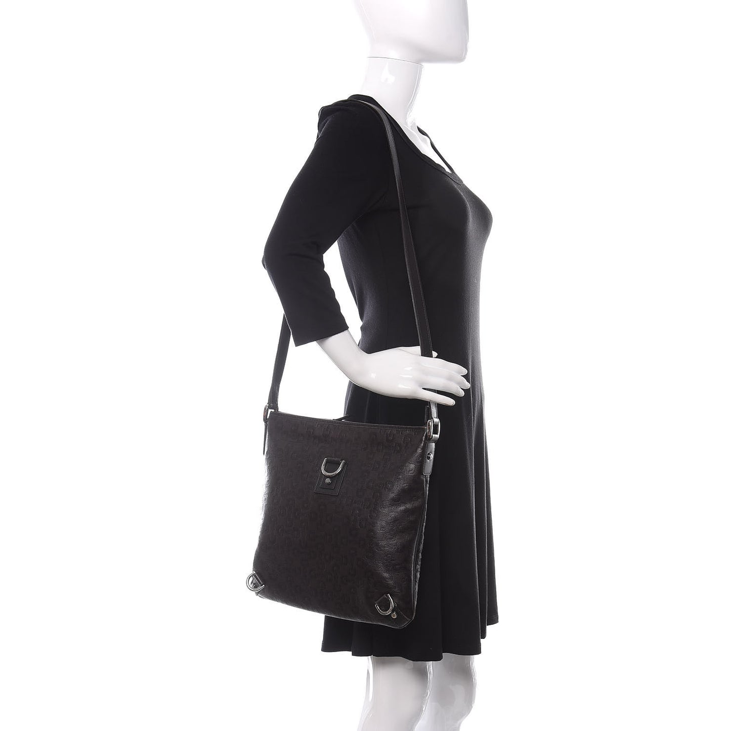 Calfskin Horsebit Embossed Abbey Messenger Dark Brown