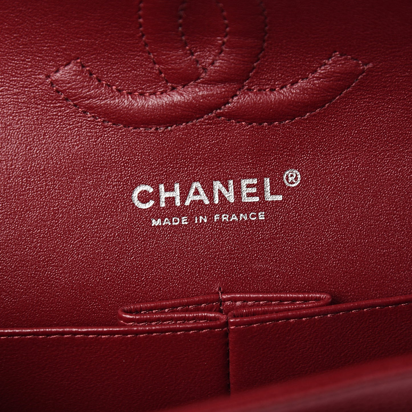 Caviar Quilted Medium Double Flap Dark Red
