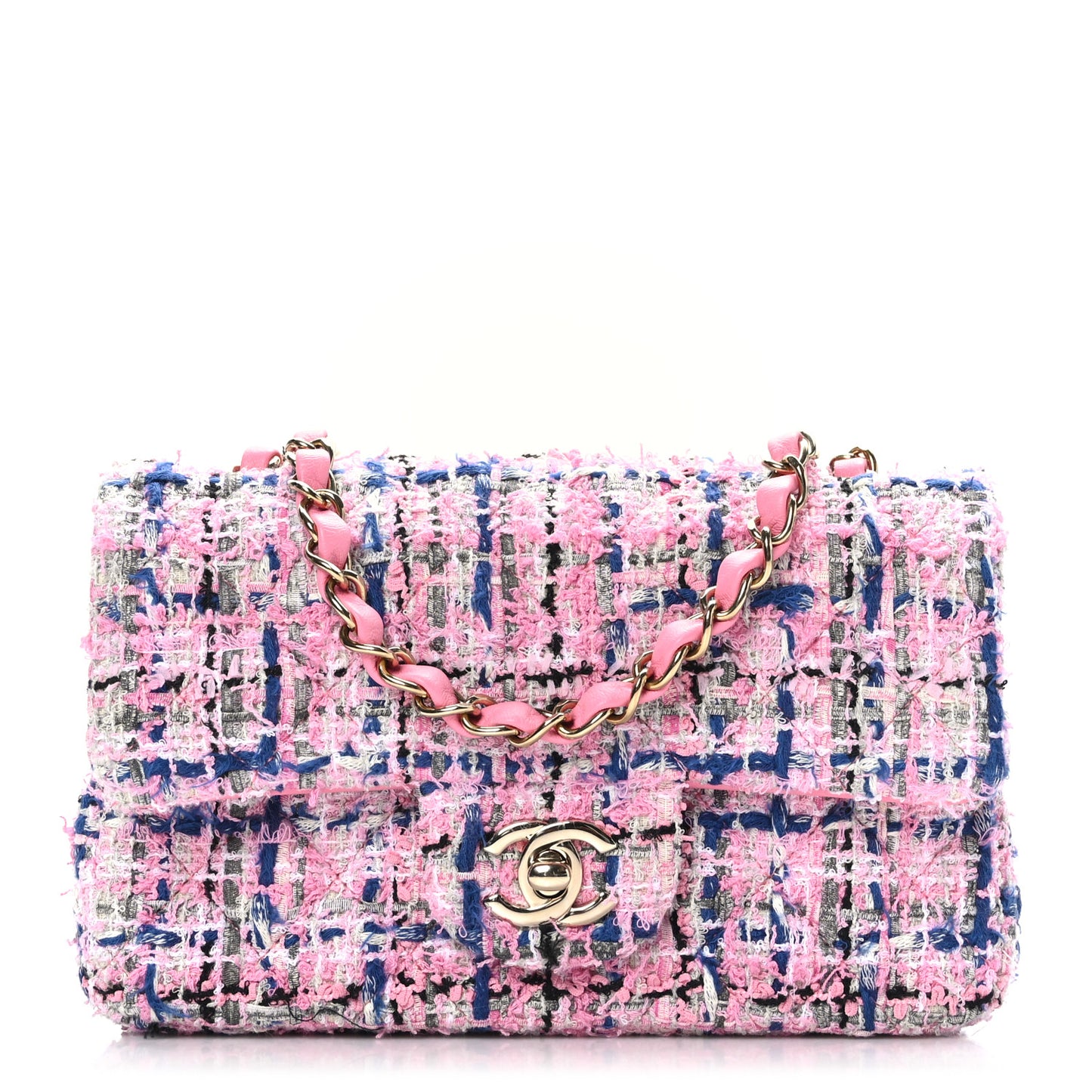 Tweed Quilted Mini Rectangular Flap Pink Multicolor