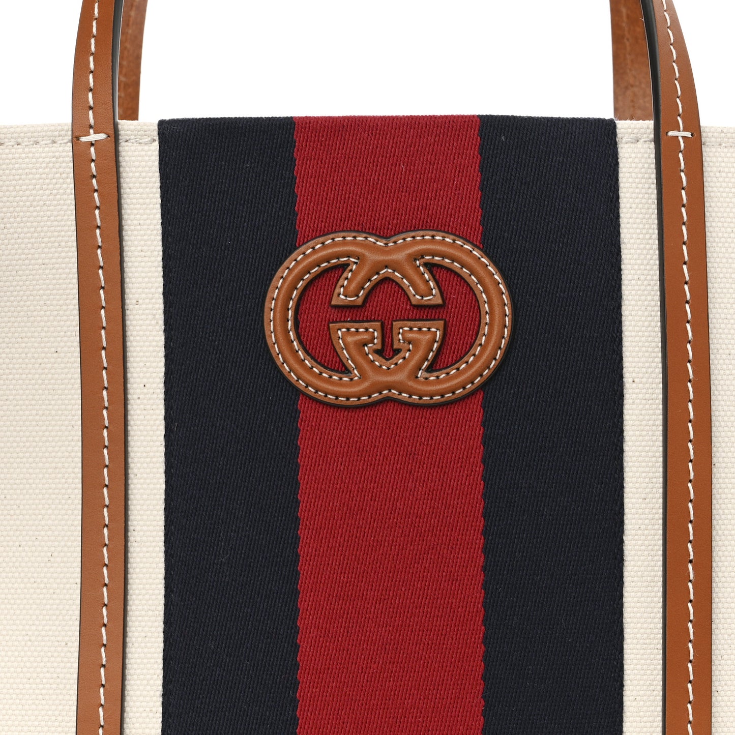 Canvas Calfskin Web Small Interlocking G Tote Bag Red Blue