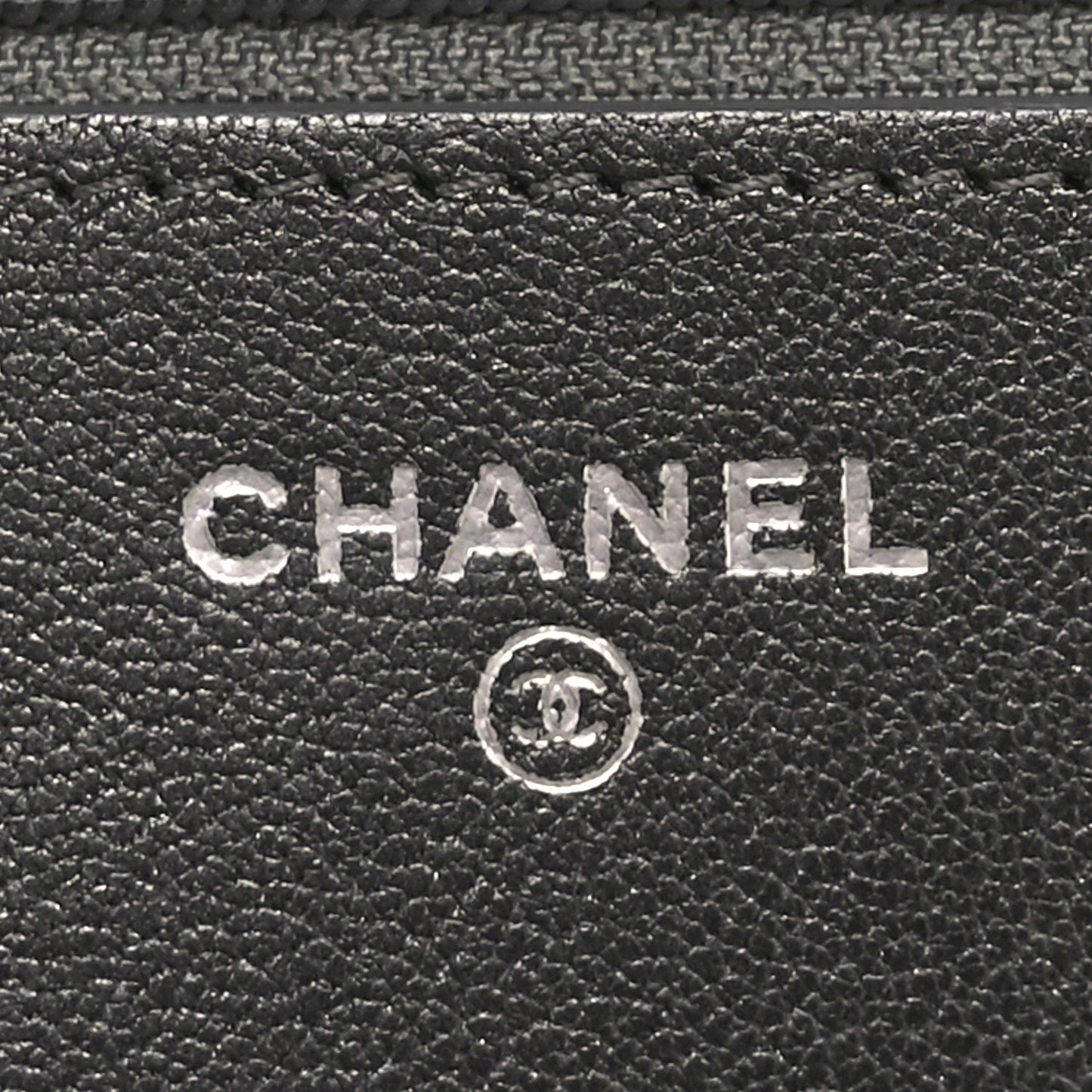 Metallic Goatskin Chevron Quilted Vintage Mademoiselle Wallet On Chain WOC Charcoal