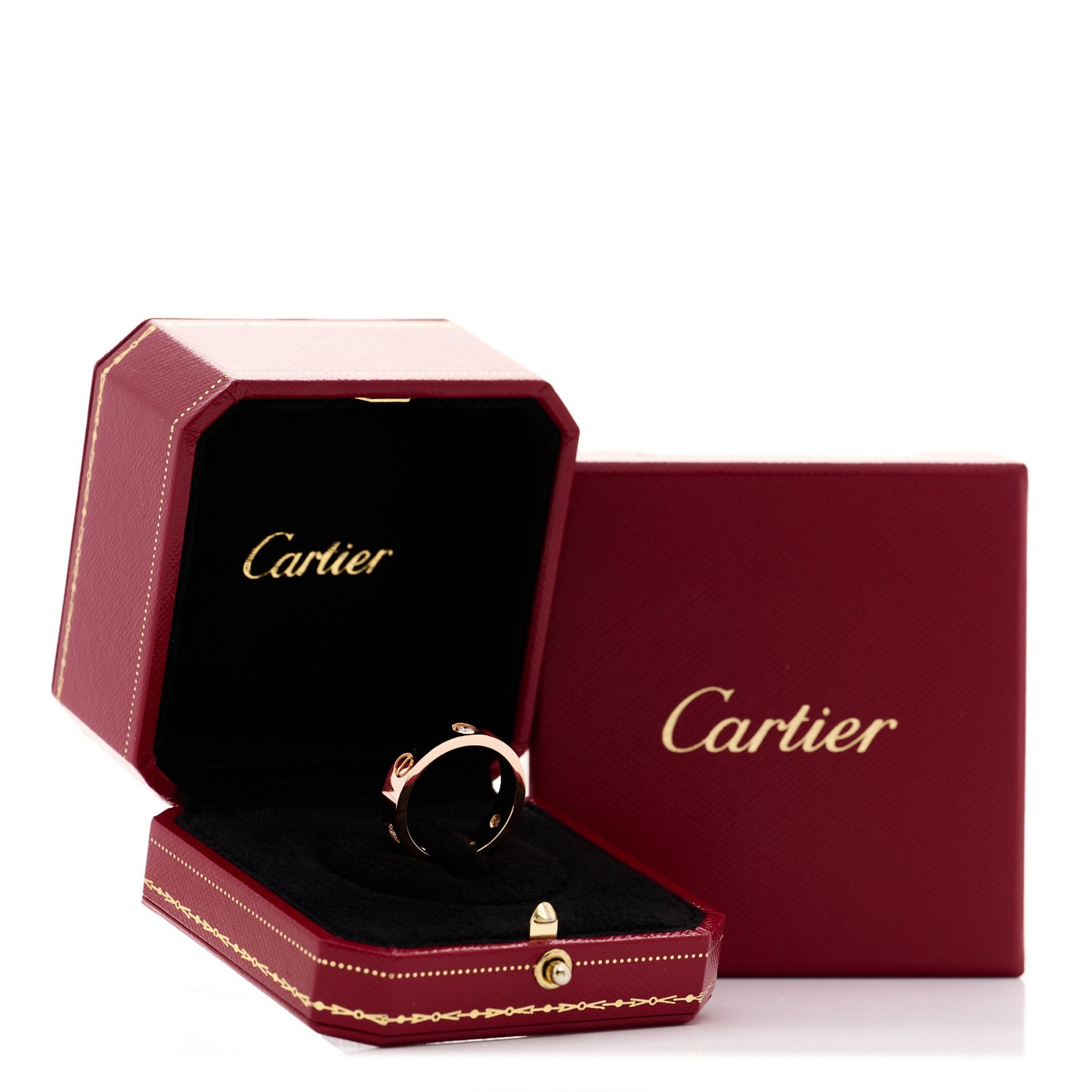 18K Pink Gold 3 Diamond 5.5mm LOVE Ring 62 10