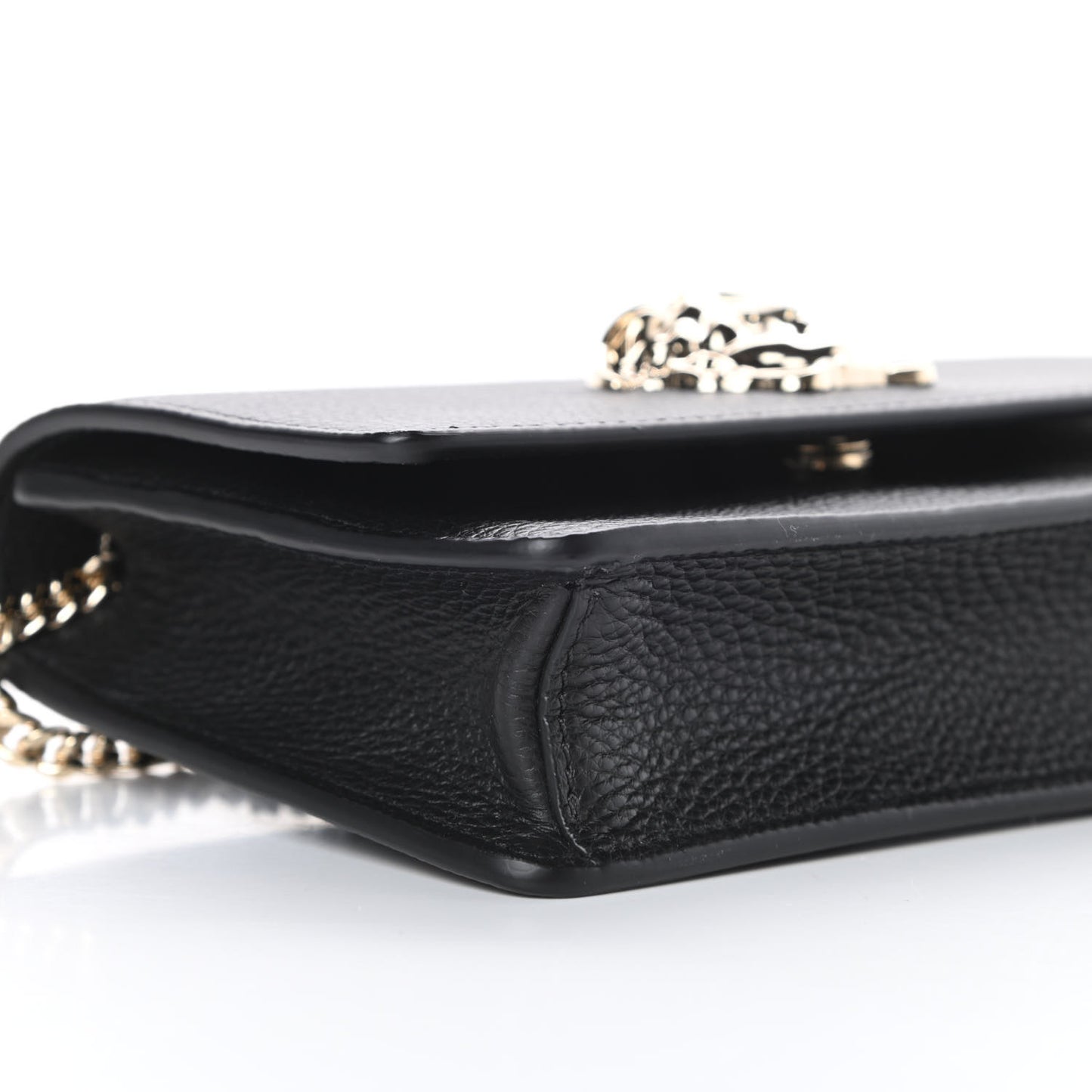 Grained Calfskin Palazzo Chain Evening Bag Black