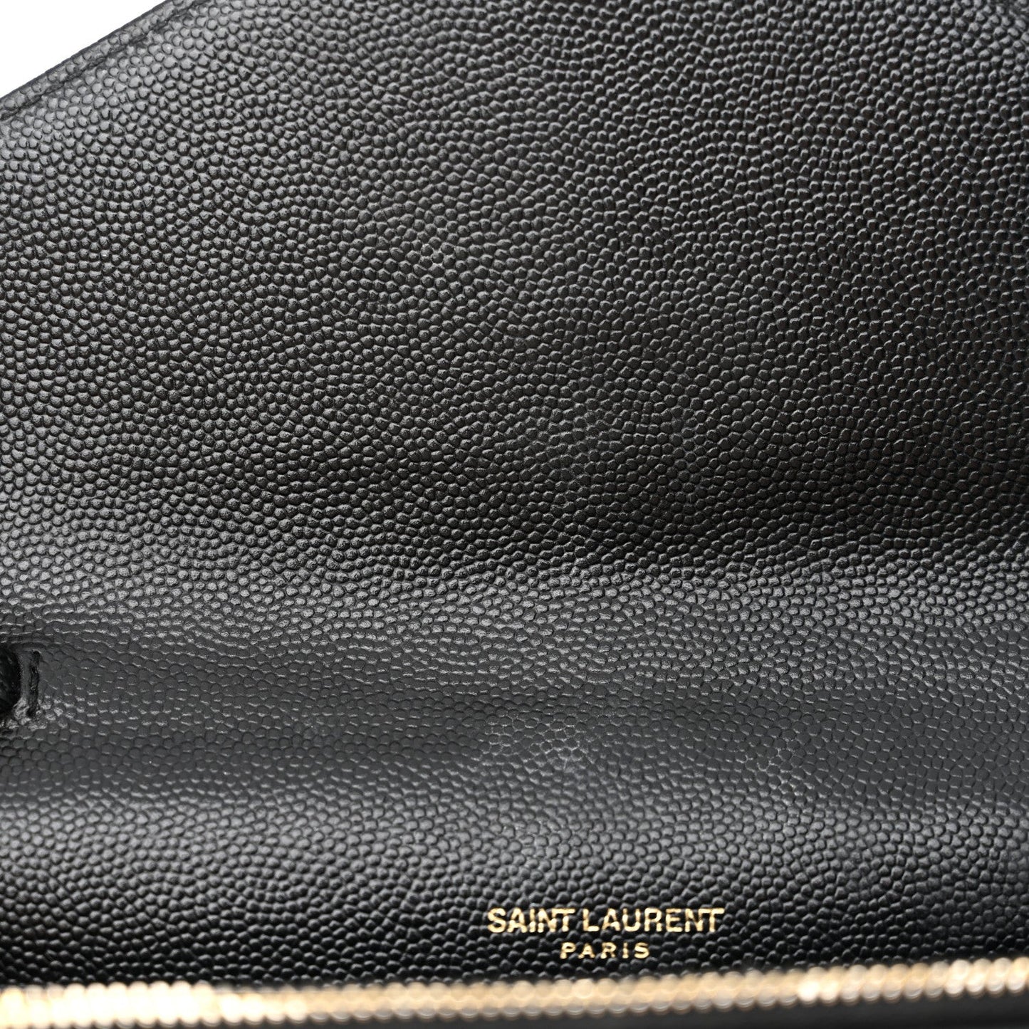 Grain De Poudre Matelasse Chevron Monogram Envelope Chain Wallet Black