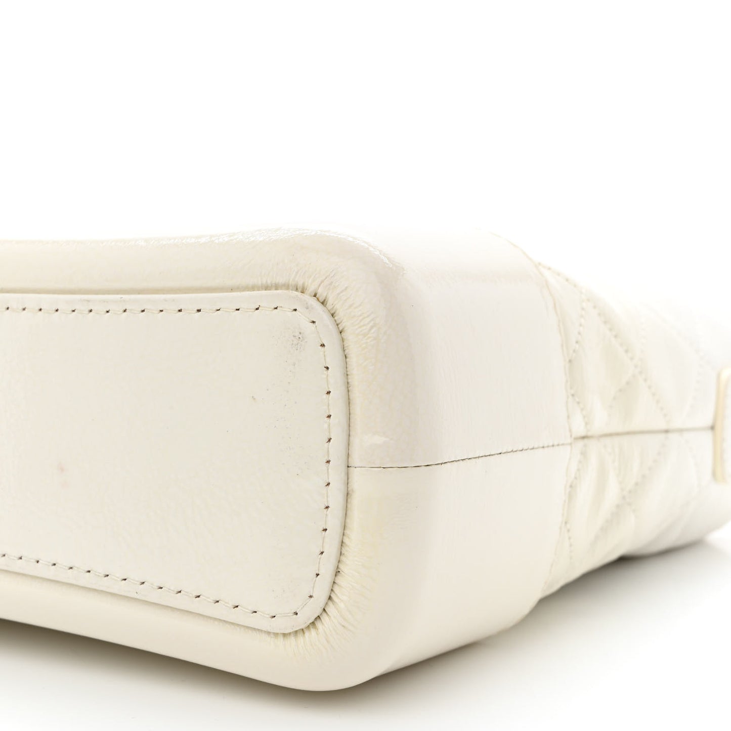 Patent Goatskin Quilted Medium Gabrielle Hobo White