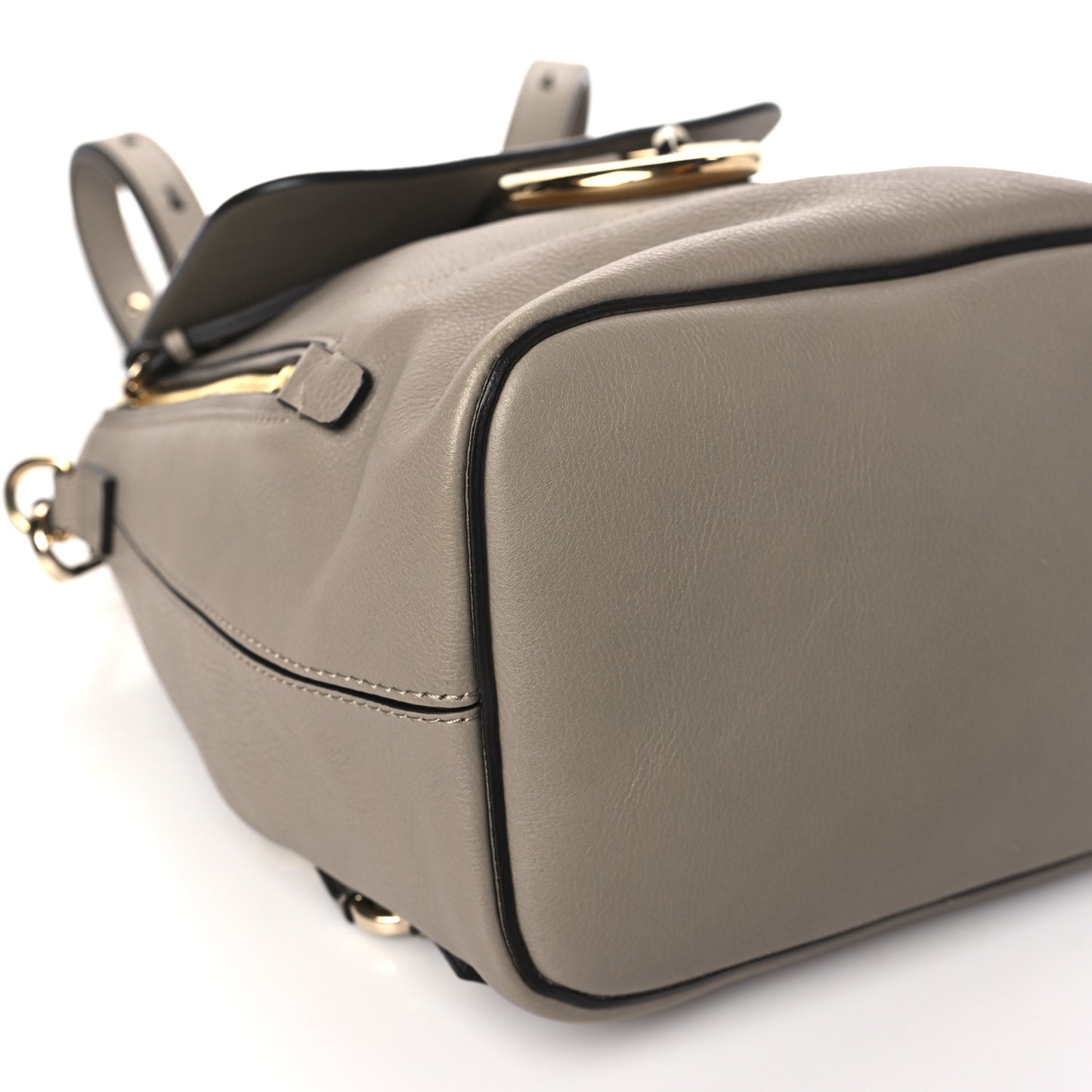 Suede Calfskin Small Faye Backpack Motty Grey