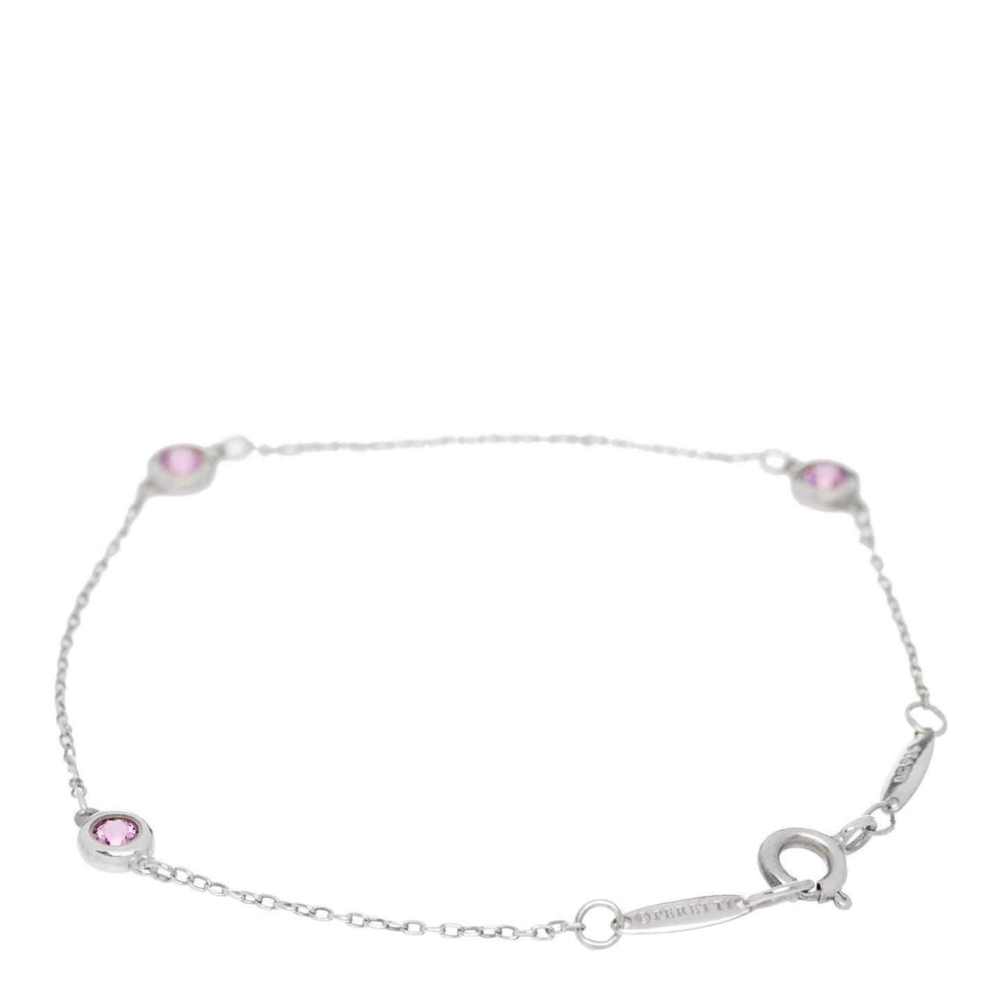 Sterling Silver Pink Sapphire Elsa Peretti Color By The Yard 3 Station Bracelet