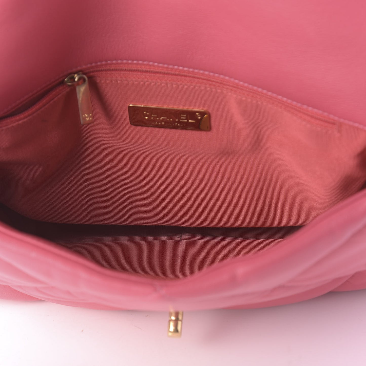 Goatskin Quilted Large 19 Flap Pink