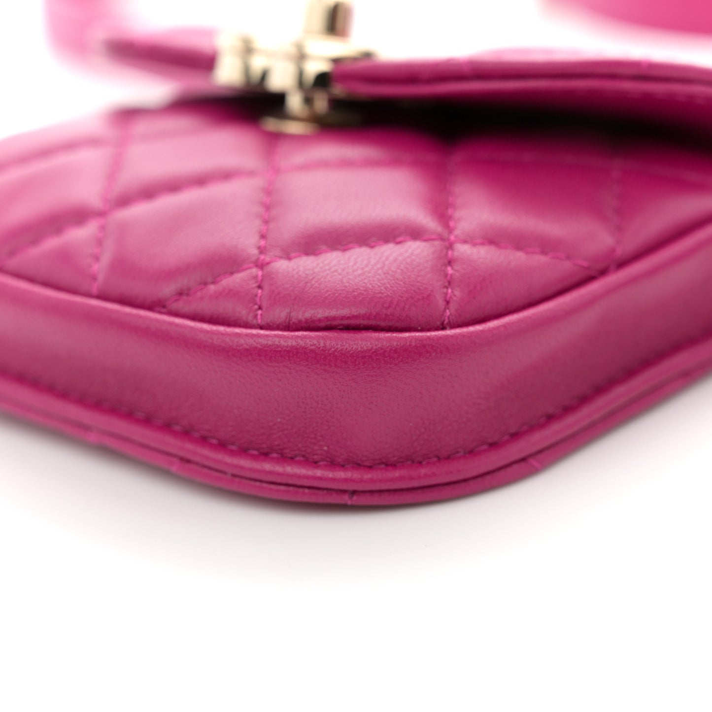 Tweed Lambskin Quilted Waist Bag With Coin Purse Fuchsia